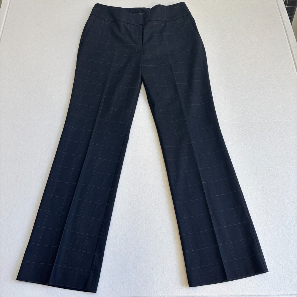 Classic Navy Windowpane Dress Pants - Women's Tailored Flare
